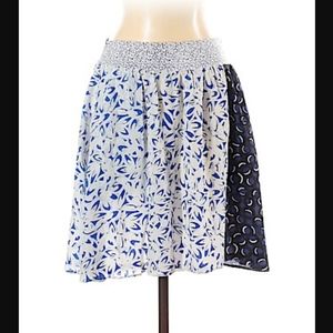 Maeve Anthropologie Blue and White Silk Skirt